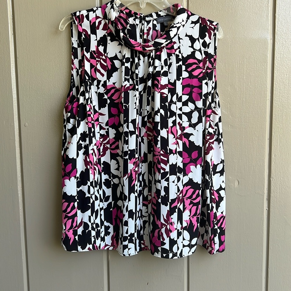 Vince Camuto Black, Pink, Burgundy Sleeveless Blouse_Size L